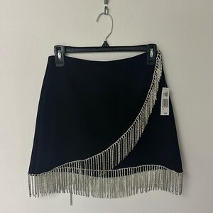 Fore Black Rhinestone Fringe Skirt
